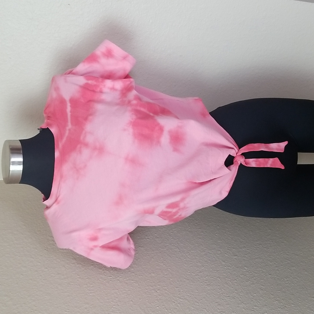 New All Saints Coni Red Tie Dye Crop Shirt XS